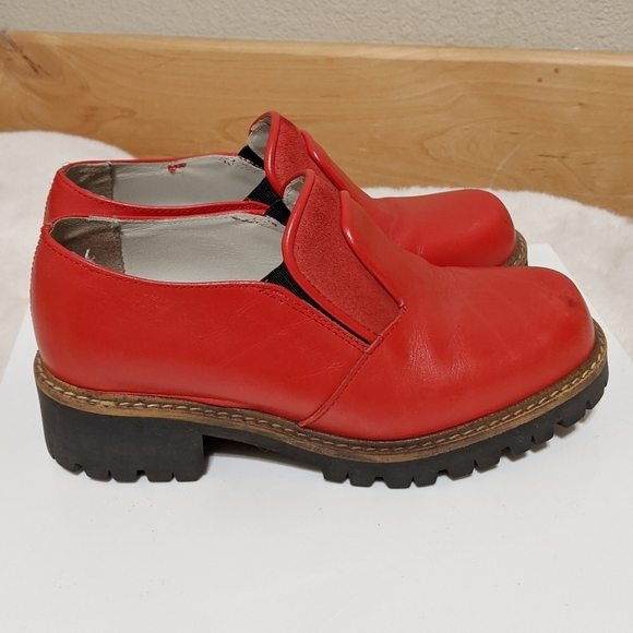 DR. SCHOLL'S Red Leather Slip On Shoes Sz 36 - Picture 3 of 11